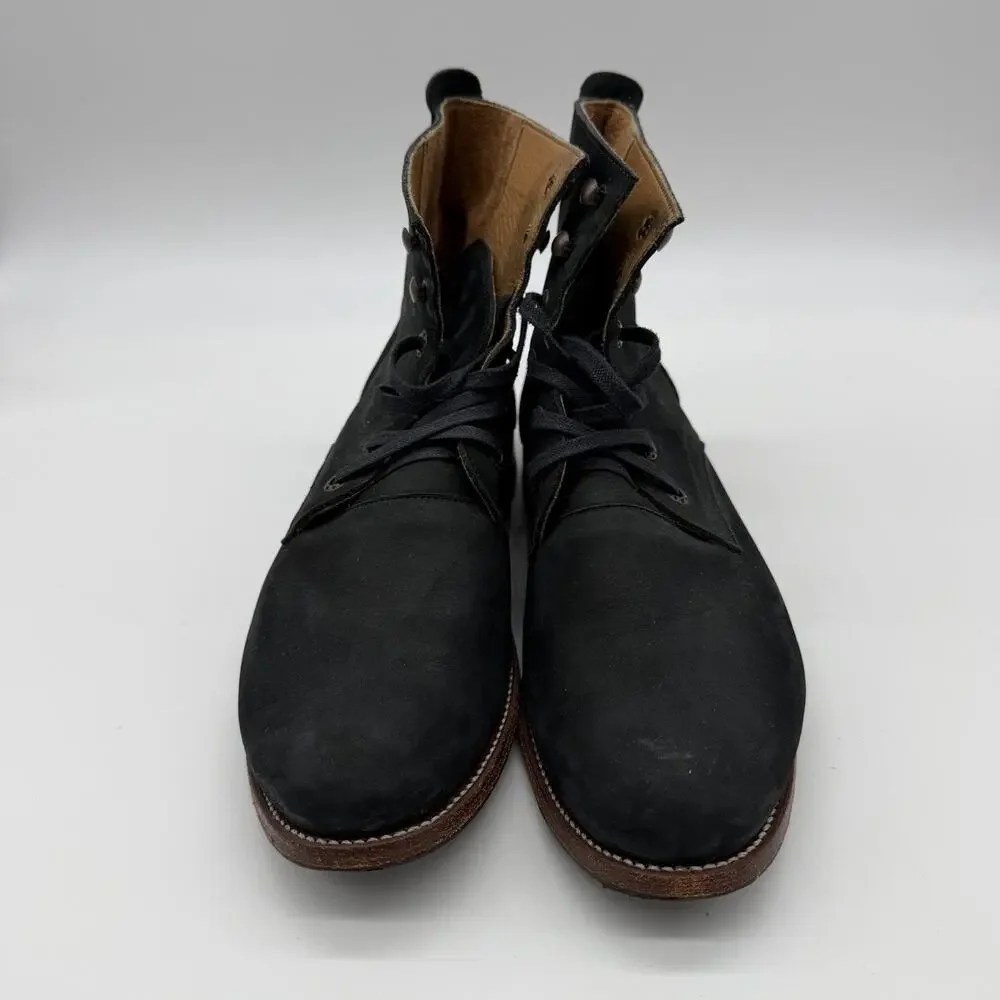 Adelante Shoe Co Havana Black Nubuck Leather Lace Up Boots Men’s Size 11 D